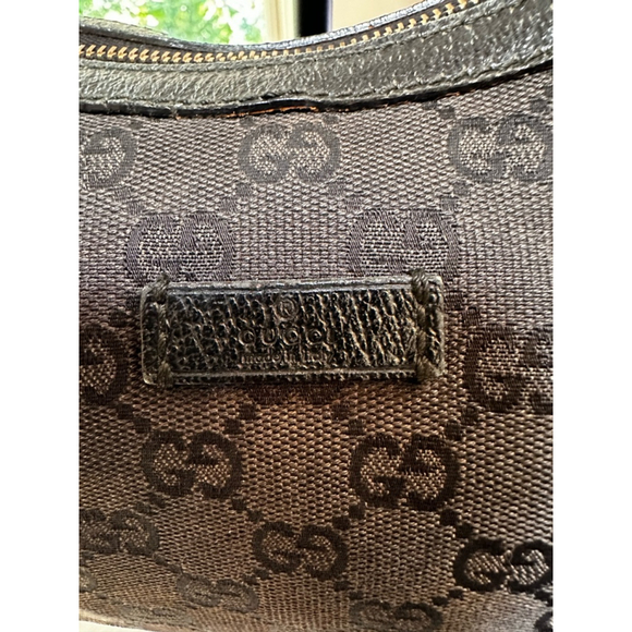 Gucci Black Canvas & Leather Crescent Shape Shoulder/Crossbody Bag - Picture 3 of 16